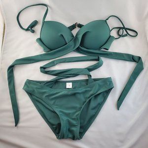 Women's Strappy Green Bikini - Small
